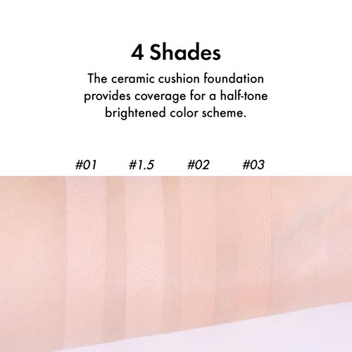 Amuse SEOUL Ceramic Skin Perfector Cushion Foundation (02 HEALTHY) | Long-lasting, Lightweight, Semi-matte, Flawless Coverage, Hypoallergenic, Vegan, Korean Beauty (15g / 0.52oz.)