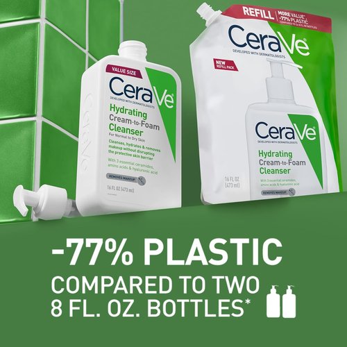 CeraVe Hydrating Cream To Foam Cleanser - Fragrance-Free Face Wash For Dry Skin, 16 Oz