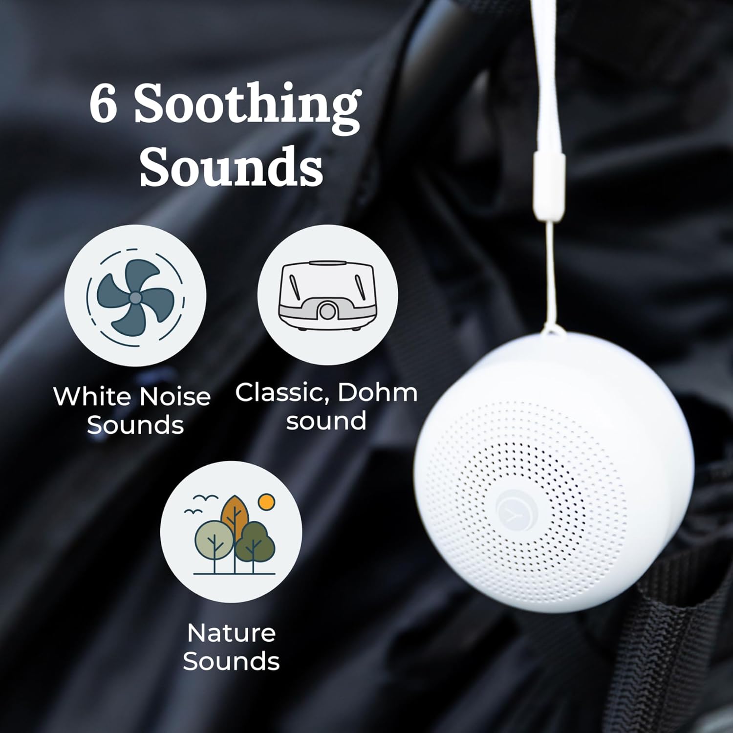 Yogasleep Travel Mini White Noise Machine - 6 Soothing Sounds, Volume Control & Dimmable Night Light