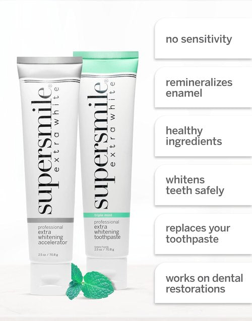 Supersmile Extra White Teeth Whitening System - 2 Count Pack for Bright, Radiant Smile