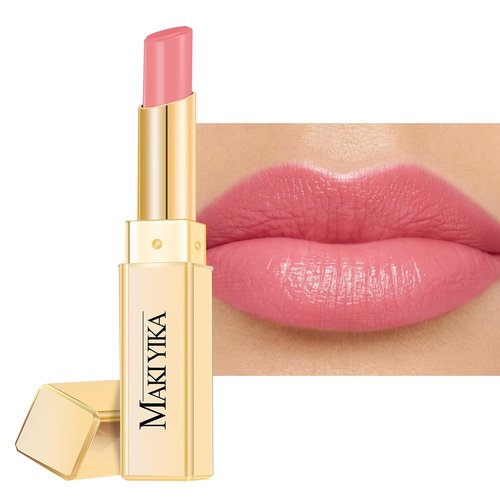 MAKI YIKA Moisture Lipstick - Hydrating Nude Pink Lip Balm for Dry Lips | Juicy Finish, MA073 Bare Soul