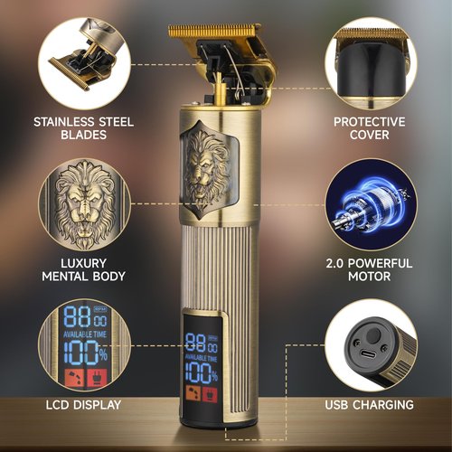 NAYOUN T-Blade Trimmer for Men Professional Hair Clippers Barber Beard Trimme Hair Trimmer with LCD Display T Liners Cordless Zero Gapped Shavers Edgers Clipper for Hair Cutting