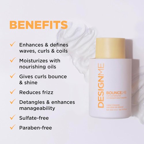 Design.Me BOUNCE.ME Curl Conditioner - Curl-Defining, Nourishing Anti-Frizz Formula | Boost Shine for All Curly Hair Types
