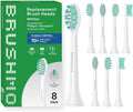 Brushmo Plaque Control Toothbrush Heads - 8 Soft Dupont Replacement Heads for Philips Sonicare | White