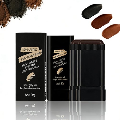 Glo7 Hair Dye Concealer Stick - Instant Gray Root Coverage | Waterproof & Long-Lasting (Brownish Black)