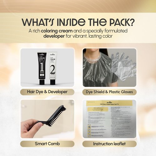 Herbishh Korean Hair Dye Cream & Developer - Ammonia-Free Permanent Color for Gray Coverage | Natural Brown (2.03 fl oz Each)