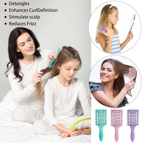 Skiennix Curl Defining Brush - Vented Detangling Tool for Curly Hair | Lightweight 2-Piece Set in Green