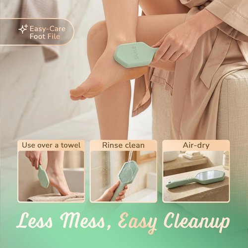 SILKLE Nano Glass Foot File - Silicone Foot Callus Remover for Feet and Cracked Heels - Heel Scraper for Dead Skin - Ergonomic Foot Scrubber & Exfoliator for Shower with Non-Slip Grip - Green