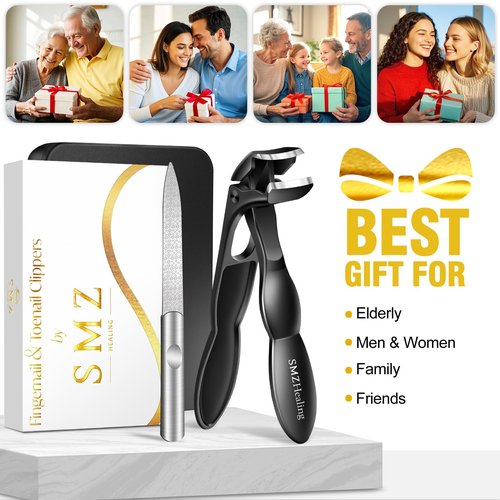 Toenail Clippers for Seniors Thick Nails, 2026 Angled Head Large Toe Nail Clippers for Men, Wide Jaw Opening Heavy Duty Fingernail Clippers