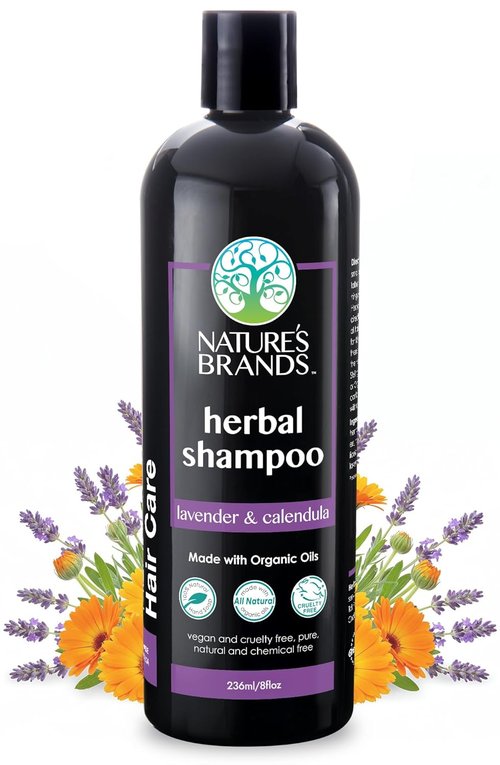 Nature's Brands - Herbal Choice Mari Natural Shampoo for Dry Hair - Organic Olive Oil & Rosemary Extract, 8 Fl Oz | Vegan & Cruelty-Free, Lavender & Calendula Infusion