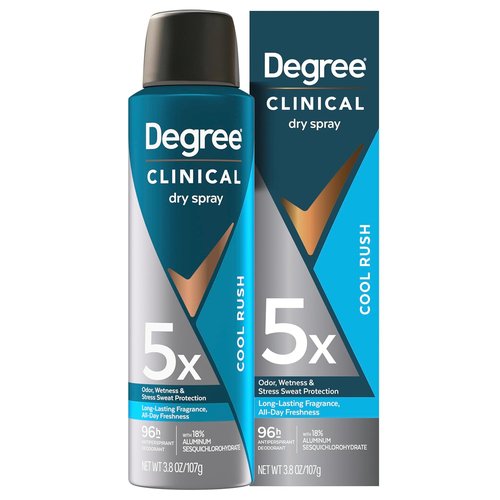 Degree Clinical Strength Antiperspirant Deodorant - Cool Rush Dry Spray | 96-Hour Sweat & Odor Protection - 3.8 OZ