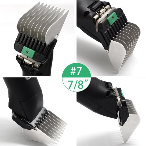 4 Pieces Animal Stainless Steel Attachment Guide Guard Combs for A5 Style Detachable Blade Pet Groomers, 5/8", 3/4", 7/8", 1" Compatible with Wahl KM Series Andis AG BG Oster A5 A6 Animal Clippers