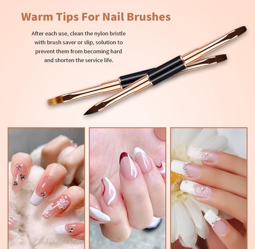 Qzqetet Nail Art Brushes Set - Professional 5pcs Double-Ended Acrylic Nail Art Brushes Liner Detail Thin Brushes For Drawing Design Brushes Gel Builder Brushes 3D Nail Art Tools (black)