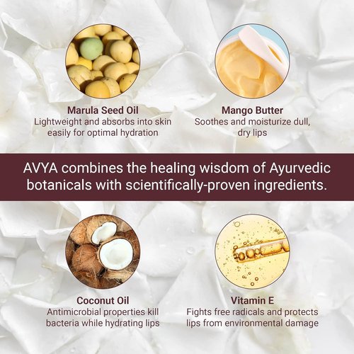 Avya Skincare Two-In-One Lip Treatment - Sugar Scrub Exfoliates & Softens Lips | Balm with Marula & Mango, 0.07oz