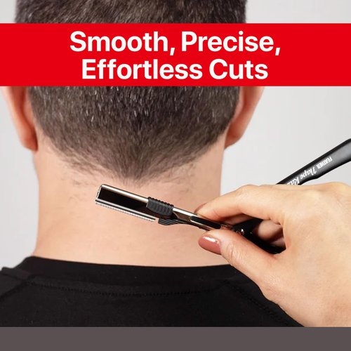 Feather - Nape and Body Razor Kit – Professional Use Hair Cutting Tool - Includes Nape Razor, 10 Nape Blades & 2 oz Blade Glide – Ideal for Nape, Sideburns, Eyebrows, and Bikini Line – Made in Japan