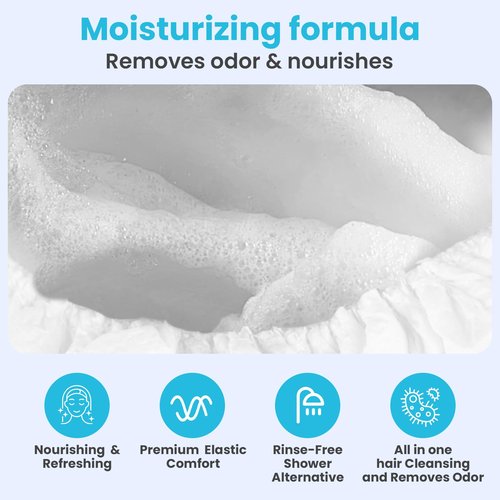 Drench Shampoo Caps No Rinse - Waterless Shampoo Cap and Conditioner - Dry Hair Wash Caps for Elderly or Bedridden - Contains Aloe Vera, Vitamin E and Provitamin B5-6 Counts