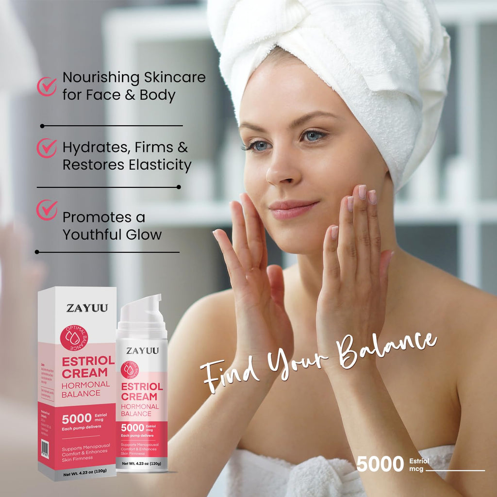 ZAYUU Estriol Face Cream for Women: Hydrating Moisturizer with Wild Yam, Red Clover & Soy Isoflavones – Botanical Skincare for Daily Comfort, Balance & Skin Wellness – 4.23 oz (3-Month Supply)
