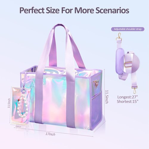 Skiennix Iridescent Waterproof Beach Bag - 26L Large Tote with Zipper & Phone Pouch | Sand-Proof Design