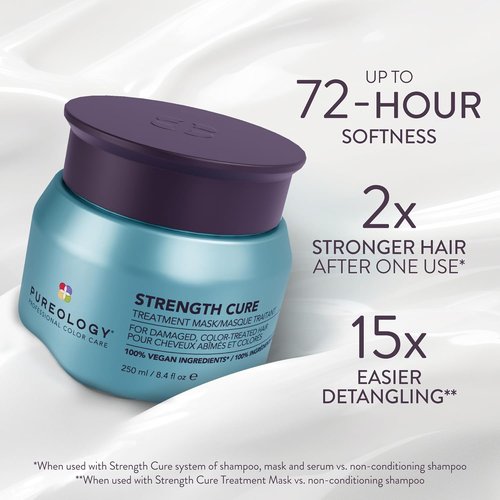 Pureology Strength Cure Hair Treatment Mask - Intense Repair for Damaged Hair | Vegan Formula Restores Softness