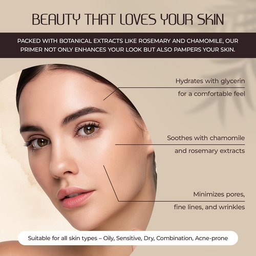 Mineral Makeup Facial Foundation Primer – Smooths Skin, Extends Makeup Wear, Controls Shine, Minimizes Pores & Fine Lines – For All Skin Types – Vegan, Paraben Free, Cruelty-Free – 1 fl oz (30 mL)