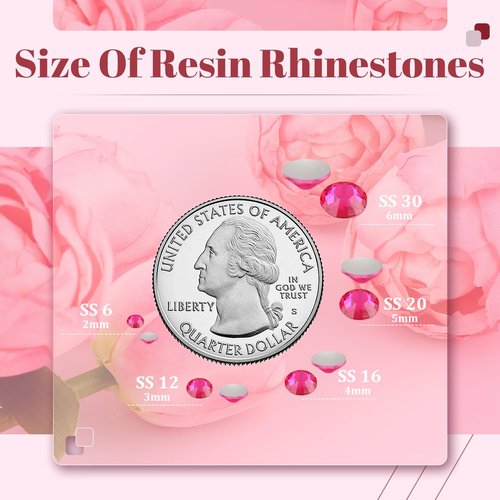 4000PCS 4mm Resin Rhinestones in Bulk (Hot Pink), Bedazzling Flatback Crystals for Crafts DIY Nail Decoration, Gems Charms for Tumbler Shoes Clothing Fabric with Pickup Pen and Tweezers
