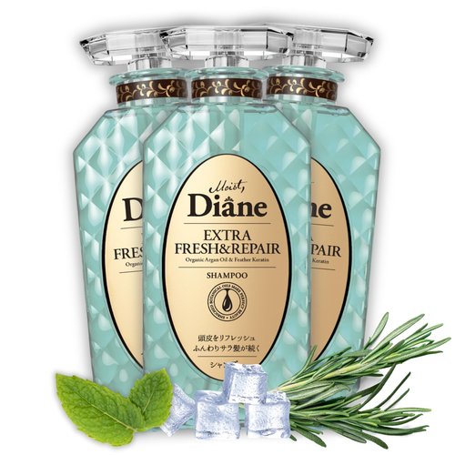 Moist Diane 3EA Anti Dandruff Shampoo for Oily Hair, Dry Itchy Scalp Shampoo for Women & Men with Keratin, Tea Tree& Rosemary, Paraben Free Anti Itch SHAMPOO from Japan 15.2 Fl Oz FRESH & HYDRATE