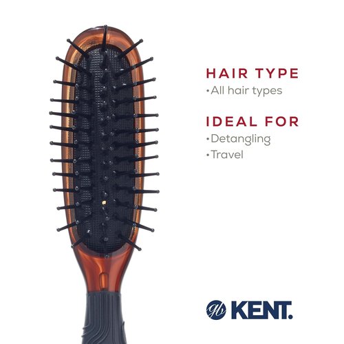 Kent Minihog Detangler Brush - Anti-Static Hair Brush with Ergonomic Grip for All Hair Types