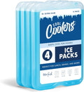 Fit & Fresh Cool Coolers | 4 Pack XL Slim Ice Packs - Quick Freeze, Space-Saving Design, Blue