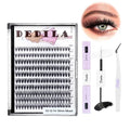 Dedila 8-22mm to Choose 20D/40D/60D/80D/100D Individual False Eyelashes Makeup Cluster Eyelashes Thickness 0.07mm D Curl Natural long Black Soft 3D Eye Lashes Extensions (20D-10-12-14-16MM Kit)