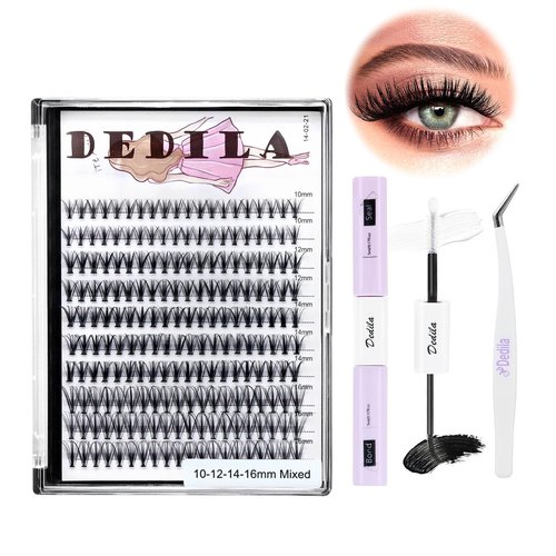 Dedila 8-22mm to Choose 20D/40D/60D/80D/100D Individual False Eyelashes Makeup Cluster Eyelashes Thickness 0.07mm D Curl Natural long Black Soft 3D Eye Lashes Extensions (20D-10-12-14-16MM Kit)