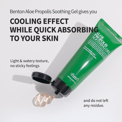 BENTON Aloe Propolis Soothing Gel - Lightweight After-Sun Moisturizer | 3.38 fl oz, Organic Aloe Vera