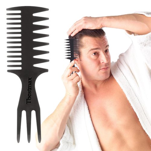Skiennix Hair Comb Styling Set - Double-Sided Brushes & Afro Pick for African American Hair | 2-Piece Black Set