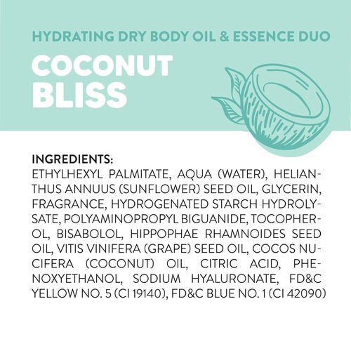 Onyx Professional Hydrating Dry Body Oil - Coconut Bliss | 3.7 Fl Oz, 2-Pack for Soft Skin