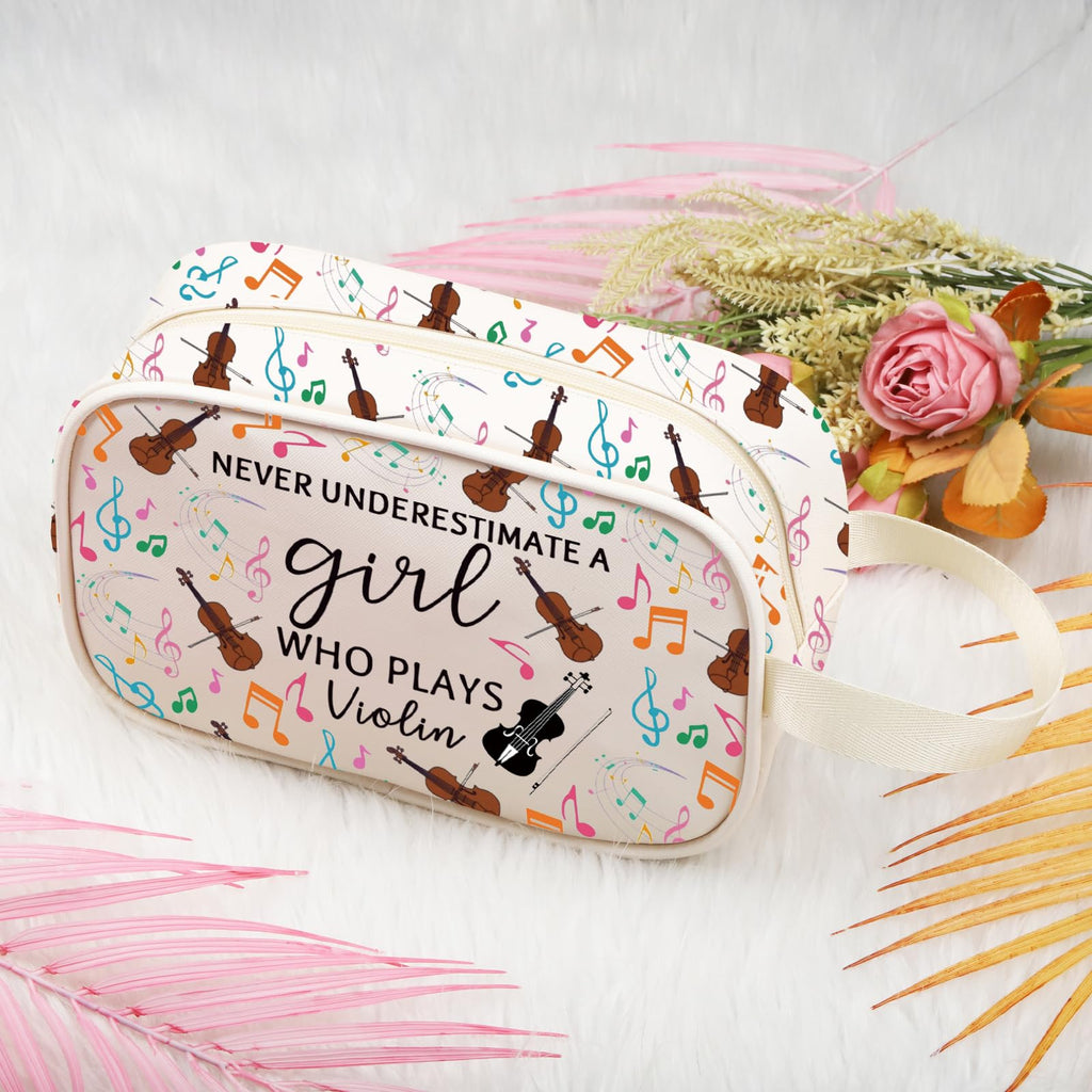 XYANFA Violin Makeup Bag Violinist Gifts Violin Player Gift Music Teacher Gift Musician Cosmetic Bag A Girl Who Plays Violin (PLAYS Violin t-m)
