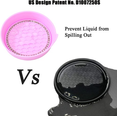 Amooca Car Cup Coaster - Universal Non-Slip Holders with Bling Crystal Rhinestones | 4 Pack Pink
