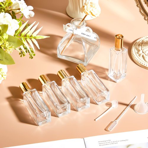 Domensi 30 Pcs 10/20/30 ml Perfume Travel Refillable Bottles Glass Spray Bottle Perfume Atomizer for Cologne Dispenser Leak-proof Fragrance Bottles Atomizer Pump Bottle Kit (Gold)