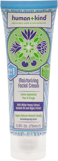 Human+Kind Moisturizing Facial Cream - Nourishing & Lightweight Daily Hydration - White Peony Extract - 2.5 oz
