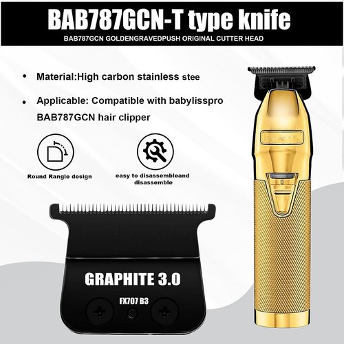 BaByliss PRO FX707Z DLC 2.0 Replacement Trimmer Blade - Zero-Gapped Design for FX787 & FX726 (Black)