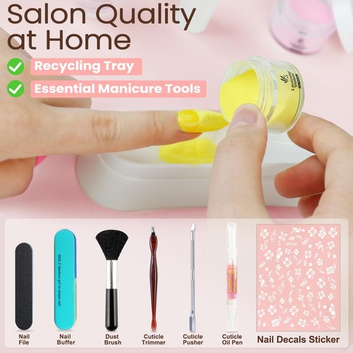 Lavender Violets Dip Powder Nail Kit 48 Colors Pink Red Purple Brown with Dip Powder Liquid Set and Essential Manicure Tools for Home Salon Manicure Nail Art Design G905