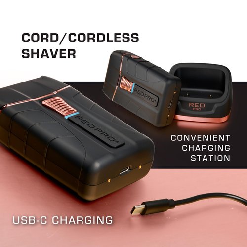 RED Pro Titanium Foil Shaver Cord/Cordless Shaver for Men, Powerful Electric Razor USB-C Rechargeable, Up to 170 Minutes of Run Time, Quiet, Durable and Portable (Matte Black)