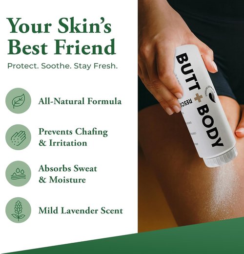 Palm Beach Naturals Butt & Body Rescue Powder - Talc-Free Whole Body Deodorant for Men & Women | 4oz, Absorbs Sweat & Controls Odor