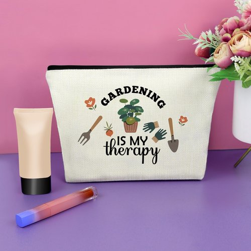 Sazuwu Gardening Gifts for Women Unique Makeup Bag Mom Birthday Gifts Gardener Cosmetic Bag Gardening Is My Therapy Funny Plant Lady Gifts Nature Lovers Gift Ideas Mothers Day Christmas Gifts