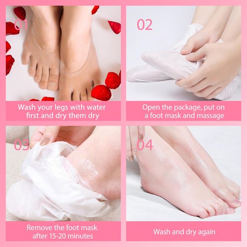 Nacerlary 4 Pack Foot Mask, Deep Exfoliation for Smooth Feet, Gentle Yet Effective Formula, Foot Mask for Removes Dead Skin and Calluses, Suitable for Men & Women, Peach Scent