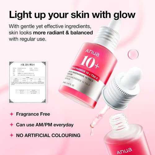 Anua Niacinamide 10 + TXA 4 Serum - Dark Spot Care & Hydration | Lightweight Korean Skincare, 1.01 fl. oz.