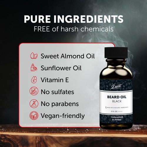 Detroit Grooming Beard Oil | Hydrating & Nourishing Formula with Vitamin E | Cedarwood & Amber • Black (2 oz)