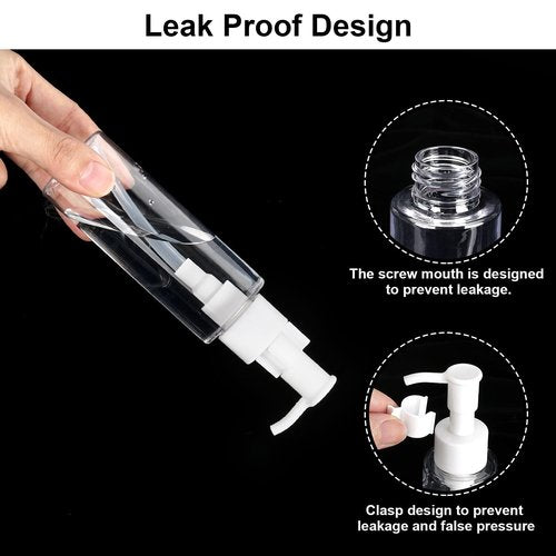 Cosywell Plastic Pump Bottles Dispenser TSA Approved 3.4oz 12 Pack Portable Refillable Container Clear Plastic Lotion Pump Dispenser Bottle for Facial Cleansing Oil Shampoo Shower Gel