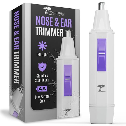 ToiletTree Products Nose Hair Trimmer for Women with LED Light - with Stainless Steel Blades, Water Resistance - Ear Nasal Hair Cutter/Removal