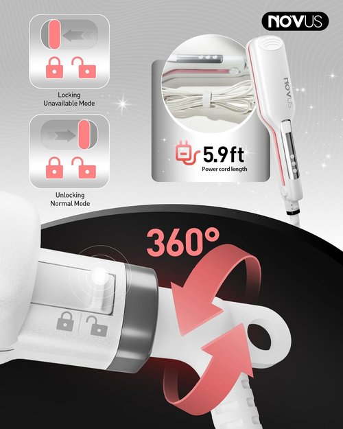 NOVUS Hair Crimper - 4-Barrel Wave Curling Iron for Beach Waves - Adjustable Heat, 0.6 Inch