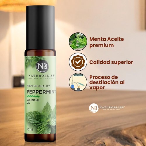 NaturoBliss Peppermint Essential Oil Roll-On - Refreshing Aromatherapy, 10 ml