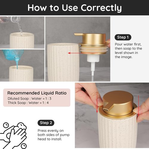 Segbeauty Foam Soap Dispenser Refillable, 10.8oz Ceramic Foaming Hand Wash Dispenser, 320ml Empty Bathroom Shower Shampoo Body Wash Dispensing Bottle, Press Dish Soap Foaming Pump Bottle for Kitchen